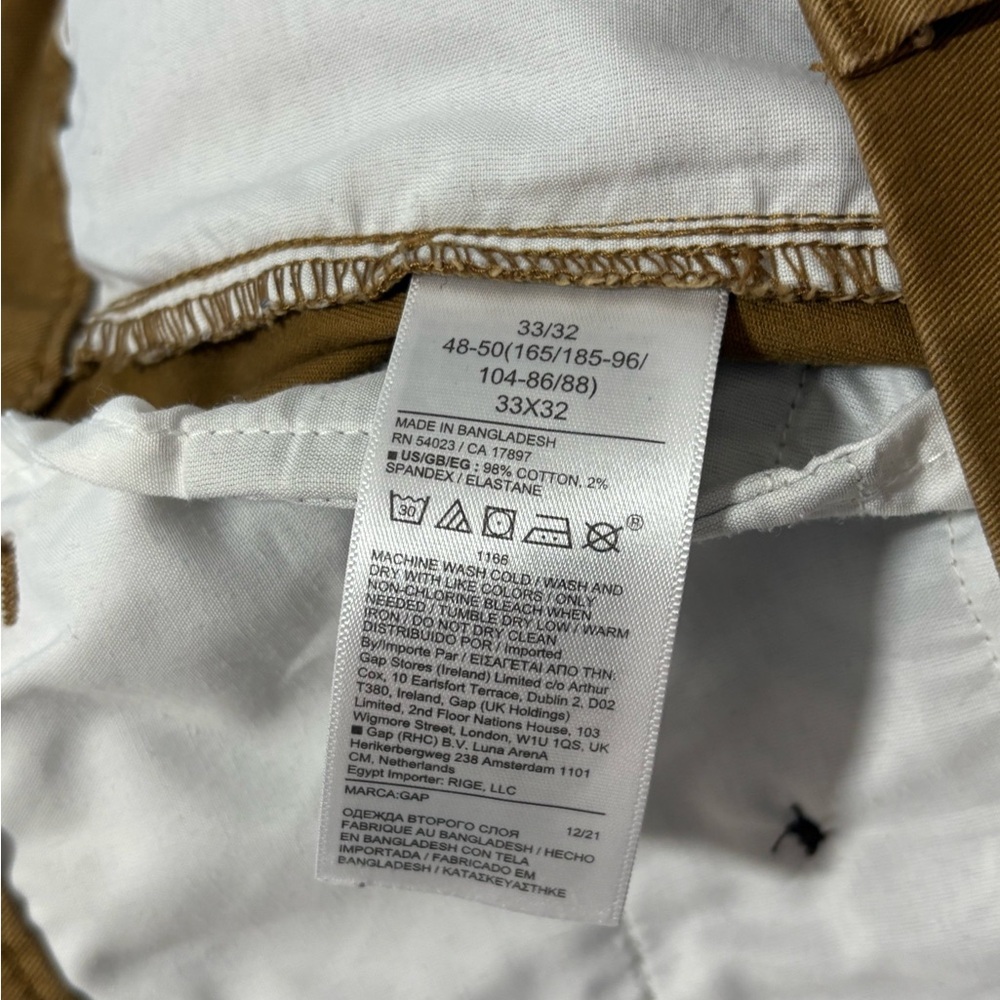 EUC Gap Essential Khaki Skinny‎ Fit Palomino Brown Chino Pants Men’s Size 33X32 - Picture 5 of 10